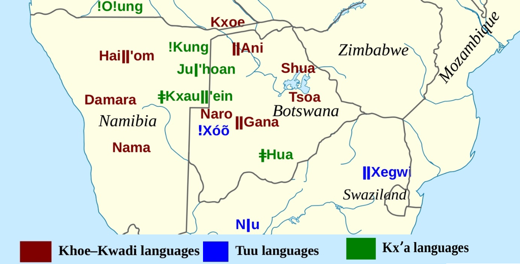 Verspreiding Khoisan talen