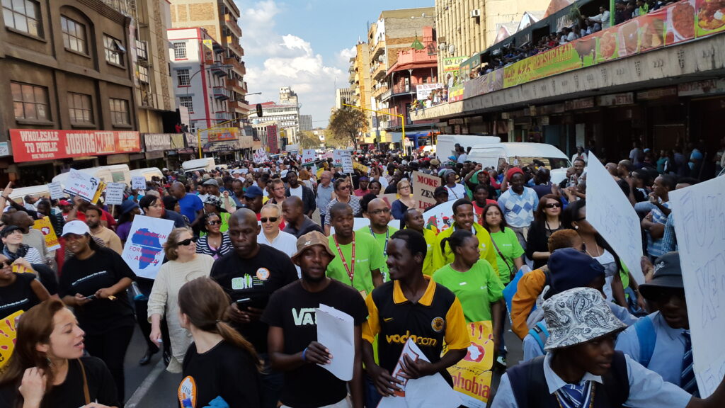 anti-xenofobie demonstratie in Johannesburg